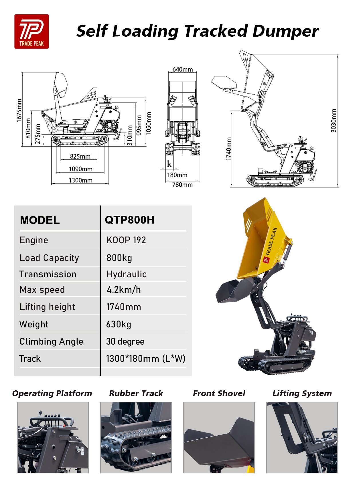 lifting dumper truck